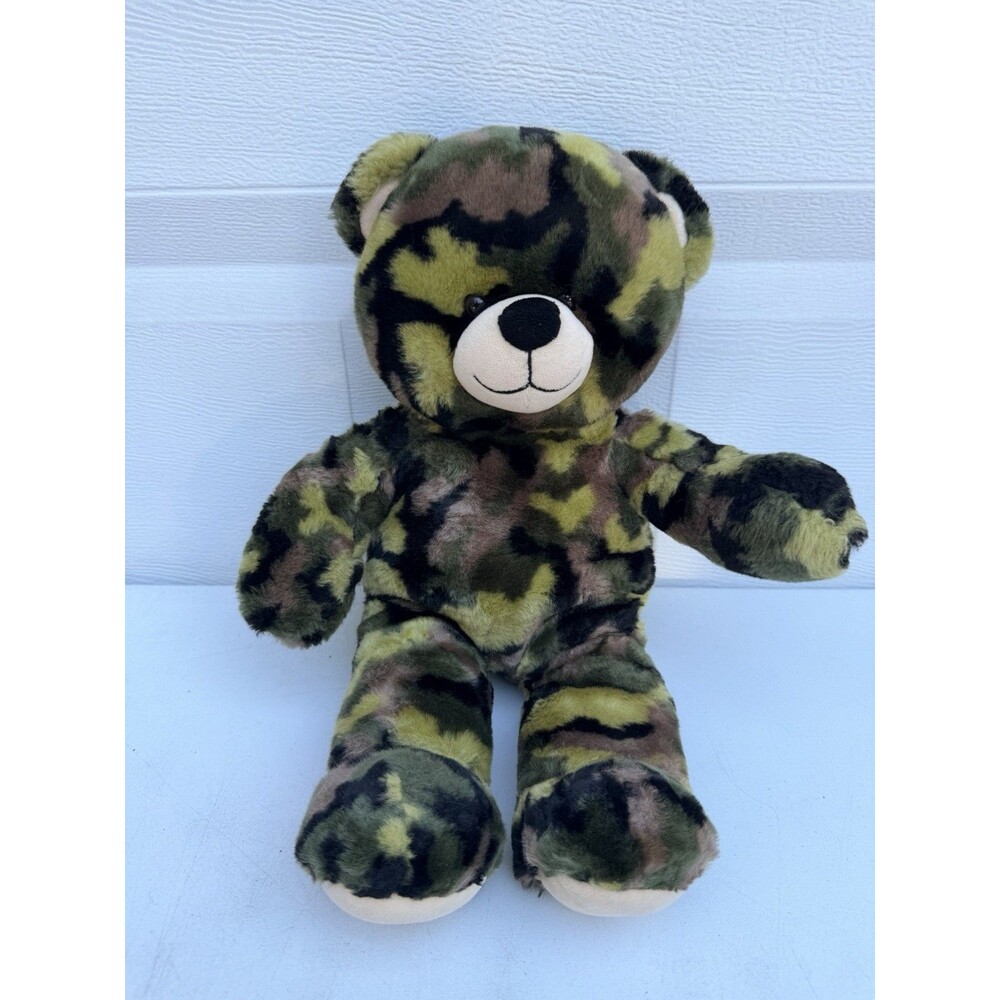 Build a Bear Green Camouflage Army Military Teddy Bear Plush 16" Camo P16
